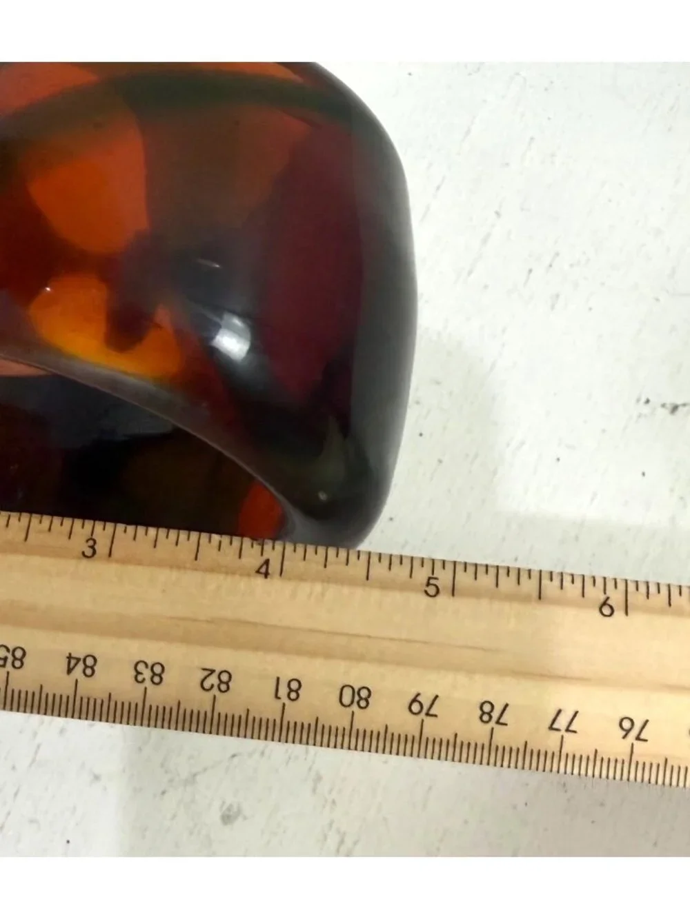 Murano Style Art Heavy Glass Swirl Music Abstract Sculpture Amber Green 14” VTG